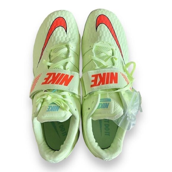 Nike High Jump Elite Spikes Barely Volt/Bright Orange 806561-700 Mens size 9 New - Picture 5 of 7